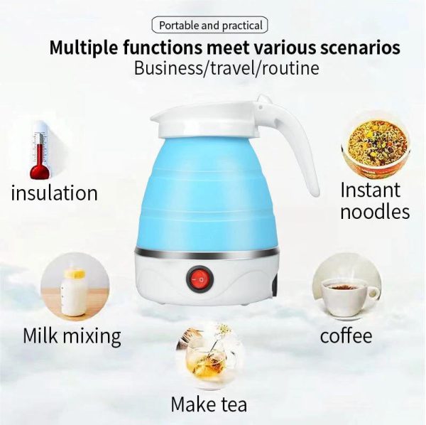 High Quality Silicone Foldable Travel Camping Portable Water Boiler Kettle 0.6l Mini Portable Electric Kettle
