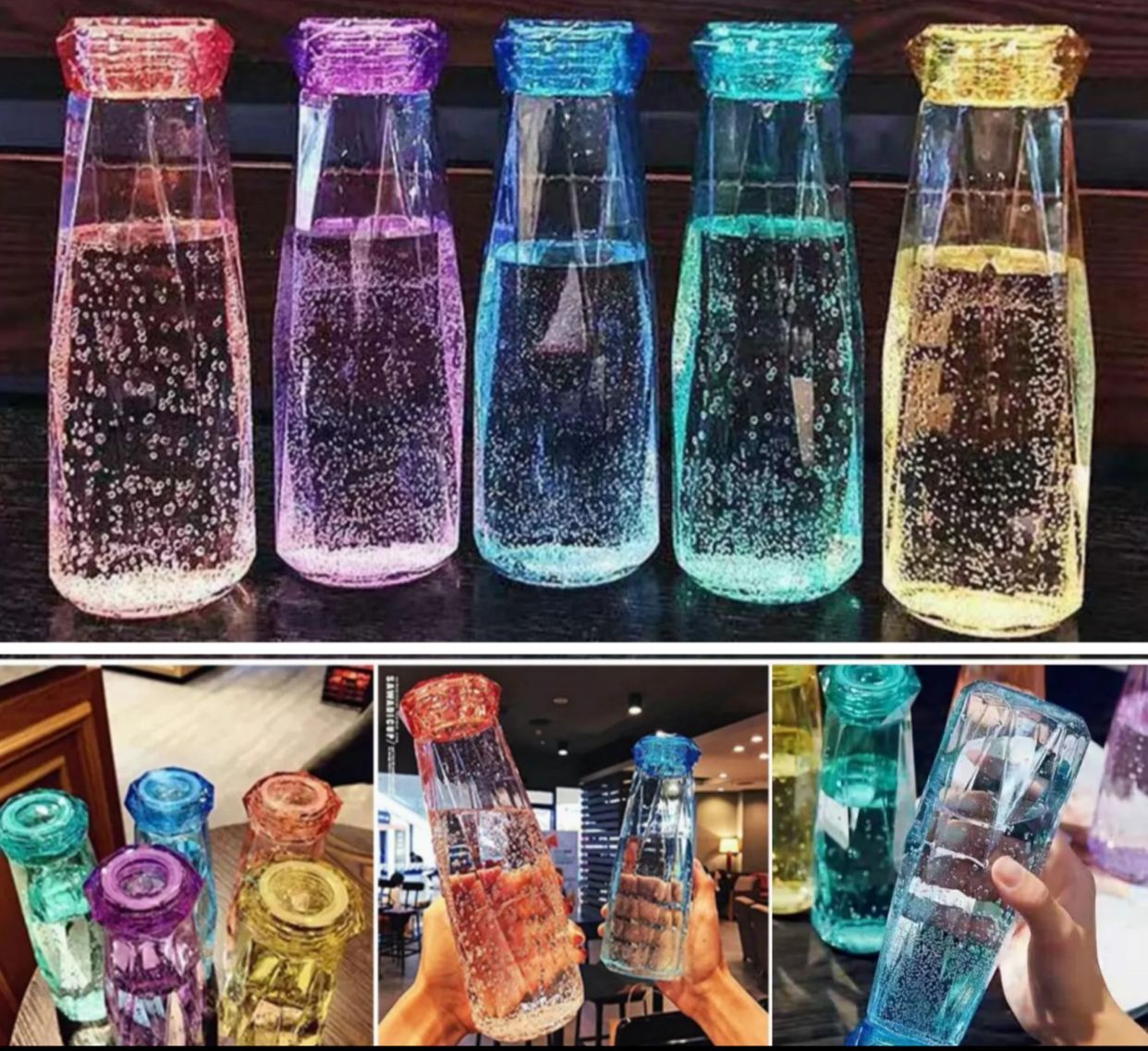 Crystal Glass Water Bottle And Plastic Lid With Box (glass Material) Random Color