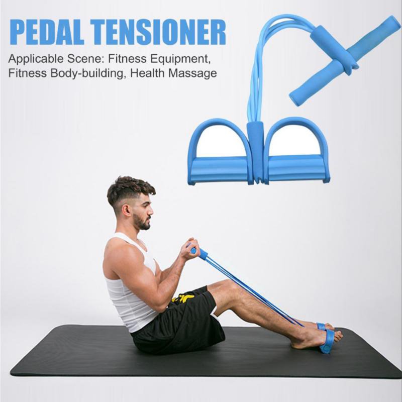 4-Tube Pedal Pull Rope Elastic Resistance Band for Home Fitness